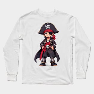 Cute Cartoon Pirate Boy Happy Long Sleeve T-Shirt